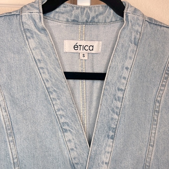 New Etica Celestine denim Jean jumpsuit size small. - Picture 10 of 13